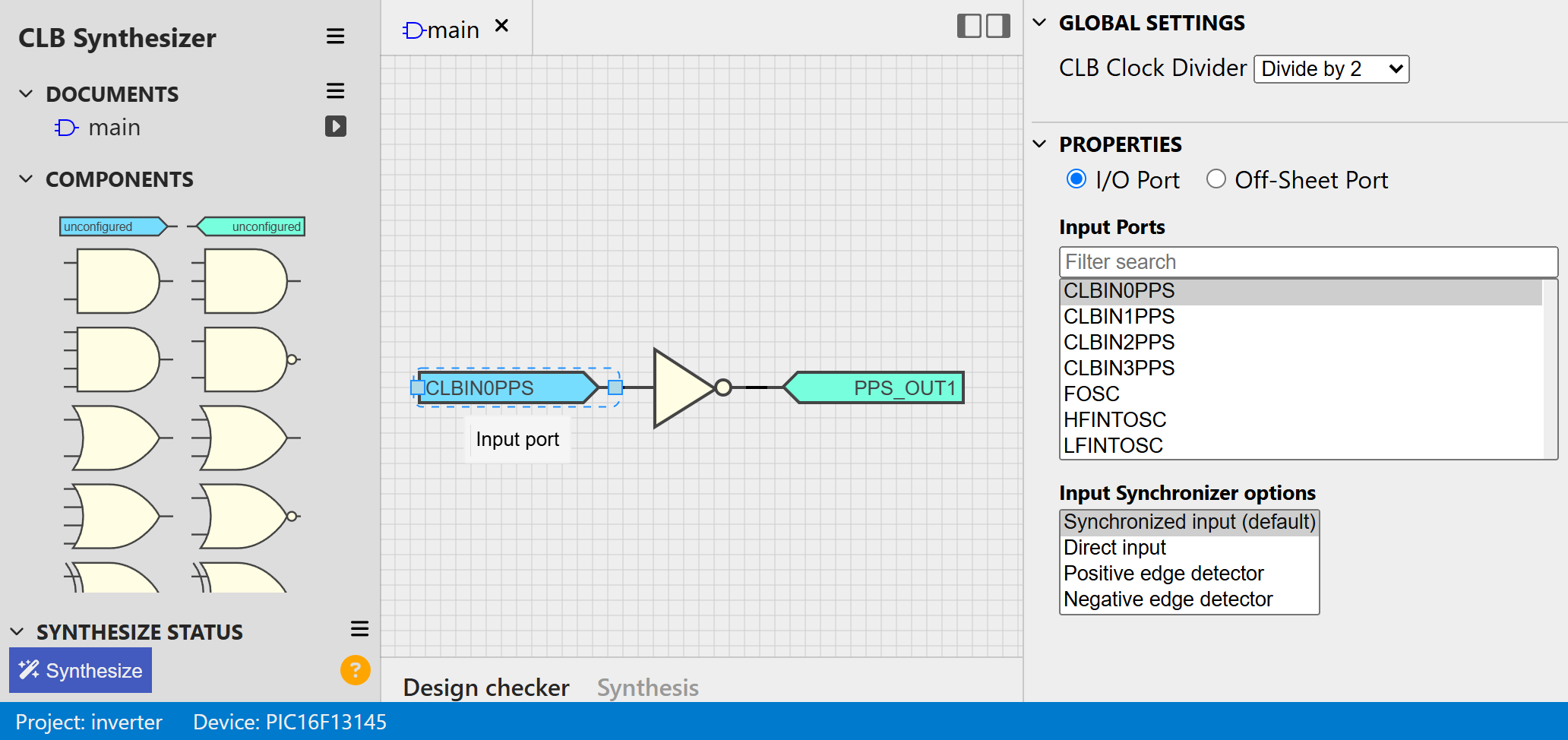 Microchip CLB Synthesizer Example